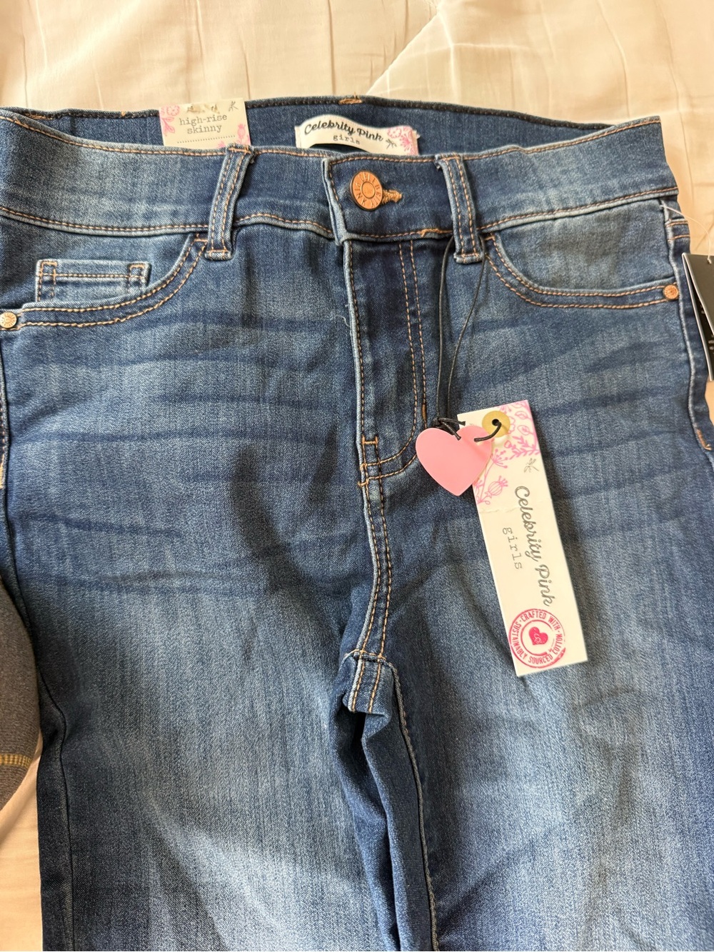 Celebrity Pink Girls Skinny Jeans in Medium Blue Wash